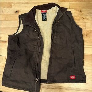 Dickies Brown Work Vest with Cream Lining